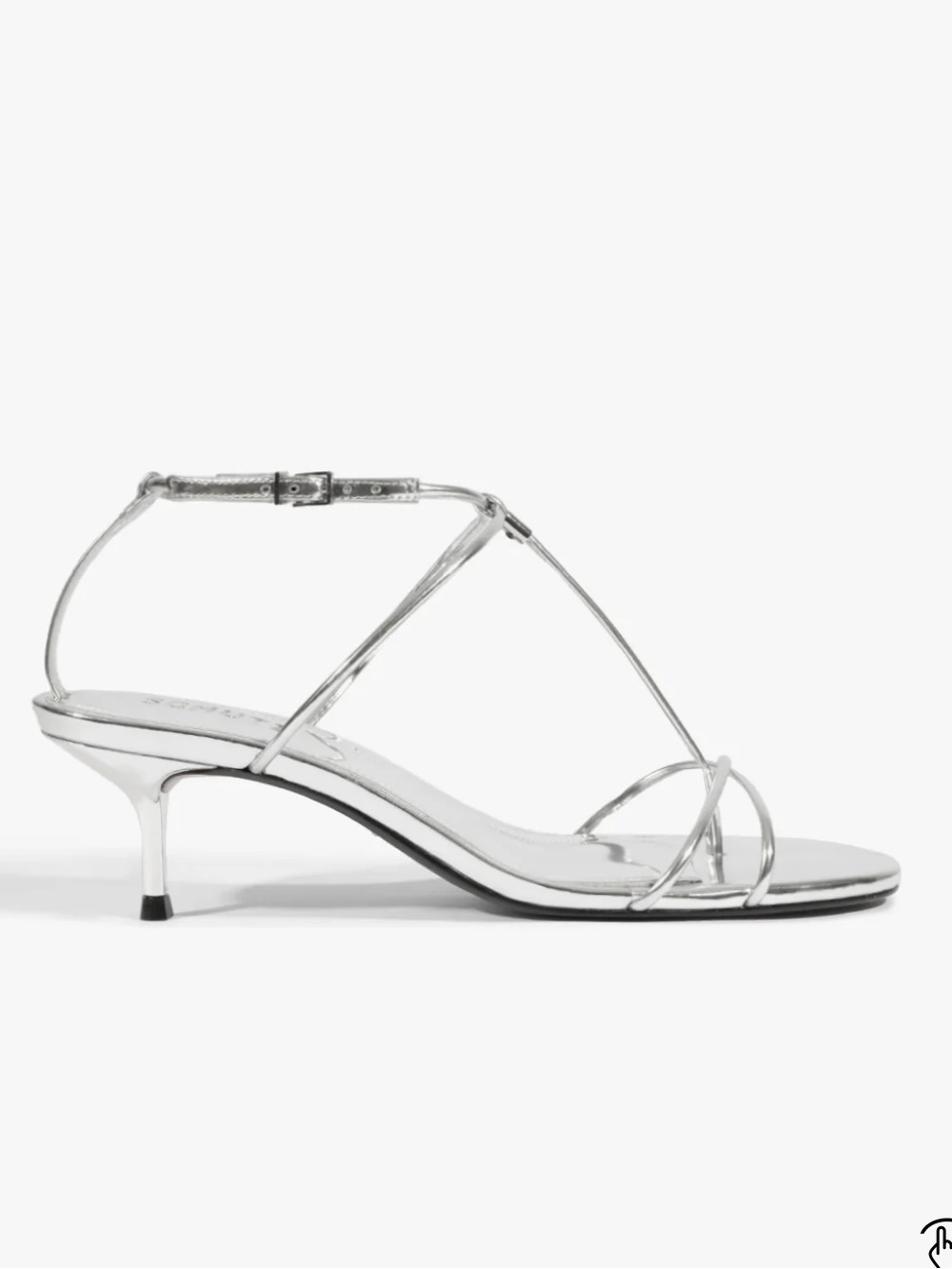 SCHUTZ Silver Strappy Kitten-Heel Sandal